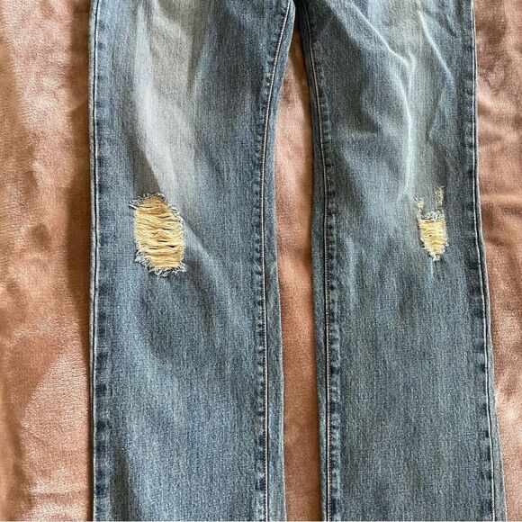4 Stroke Denim Men's Blue Distressed Jeans Button Up Size 32/34 - Picture 3 of 14